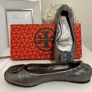 Tory Burch metallic REVA flats